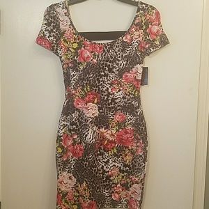 Material Girl Floral/Animal Print Dress Small